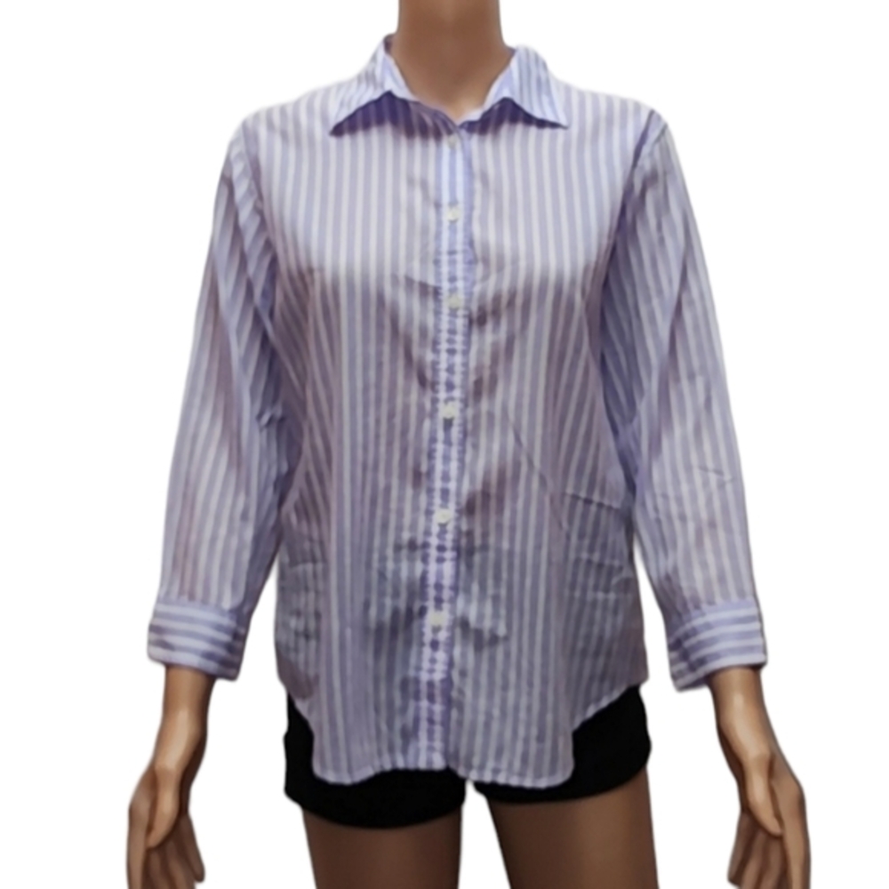 Lauren Ralph Lauren button down Purple Lilac and white Women's blouse Size M